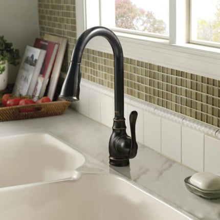 Moen CA87003BRB Annabelle High Arc Pull Down Kitchen Faucet, Mediterranean Bronze - Open Box,  New