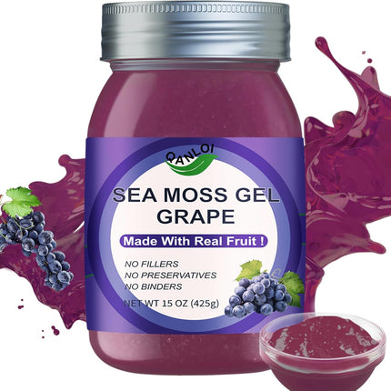 Raw Organic Sea Moss Gel with Grape - Superfood for Immunity & Digestion 15 oz New Exp 10/28/2025