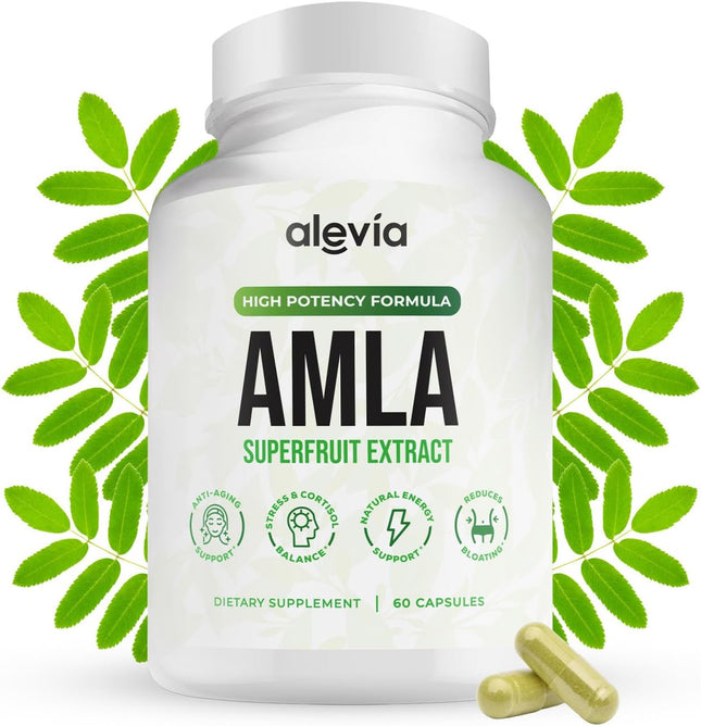 Alevia Organic Amla Capsules 1000mg – Indian Gooseberry Amla Fruit Supplement  - 60 Count