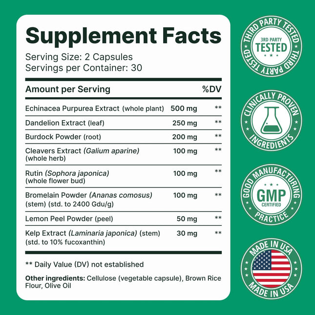 Sculptique Lymphatic Drainage Supplement – Lymphatic Drainage Capsules - 60 capsules