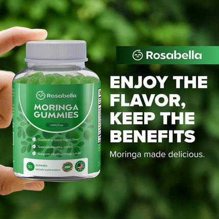 Rosabella Moringa Gummies – Moringa Leaf Extract 1000mg Equivalent Per Serving – Natural Energy & Balance - 30 Count