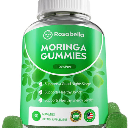 Rosabella Moringa Gummies – Moringa Leaf Extract 1000mg Equivalent Per Serving – Natural Energy & Balance - 30 Count