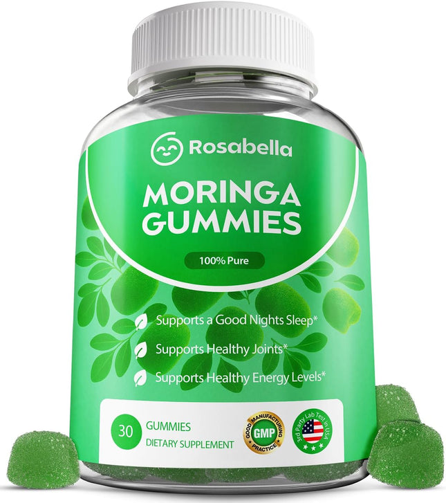 Rosabella Moringa Gummies – Moringa Leaf Extract 1000mg Equivalent Per Serving – Natural Energy & Balance - 30 Count