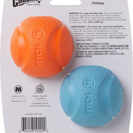 Chuckit! Fetch Balls Medium Ball - 2.25" Diameter (2 Pack) - New