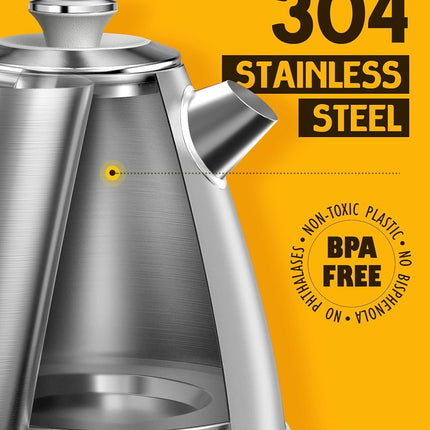 Hazel Quinn Retro Electric Kettle - 1.7L Stainless Steel with Thermometer, Fast Boiling, Space Gray | New