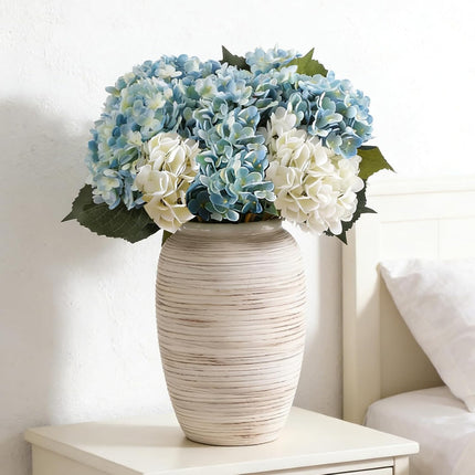ALMA 12'' White Ceramic Vase with Wide Mouth, Mordern Boho Pampas Grass Vase for Table Centerpieces - White