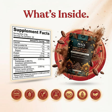 Maia Ceremonial Cacao | Super Cacao | High Flavanols | Supports Healthy Blood Pressure