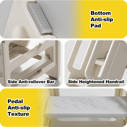 Foldable Toddler 3 - Step Step Stool for Bathroom Sink & Toilet Non-Slip Kids Stool 150lb Capacity New