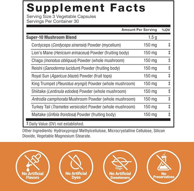 Force Factor Modern Mushrooms 10-Mushroom Superfood Blend 90 Capsules