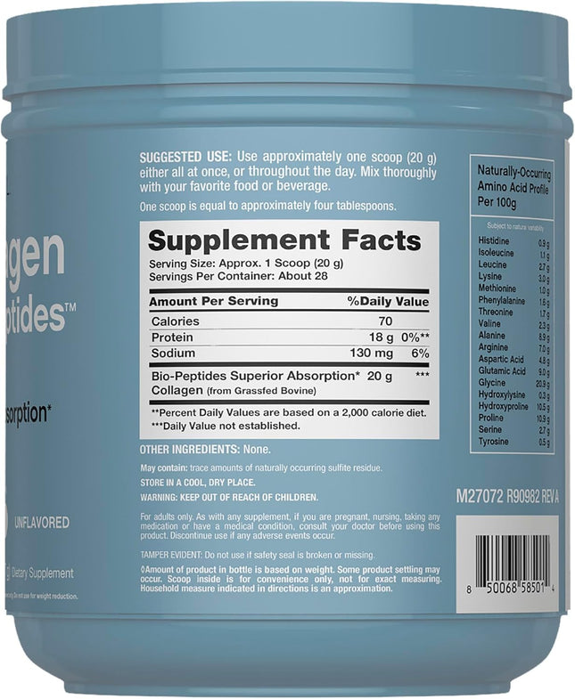 NeoCell Collagen Bio-Peptides Powder | 20oz | Super Hair, Skin, and Nails | Superior Absorption