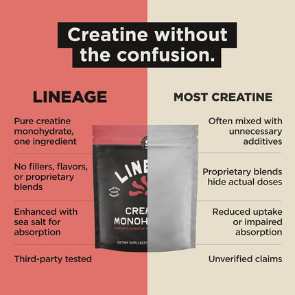 Lineage Provisions Creatine Monohydrate with Sea Salt, 90 Servings