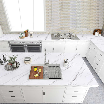 Glossy Marble Peel and Stick Contact Paper for Countertops and Cabinets - 23.6" x 236" - Gray and White - New