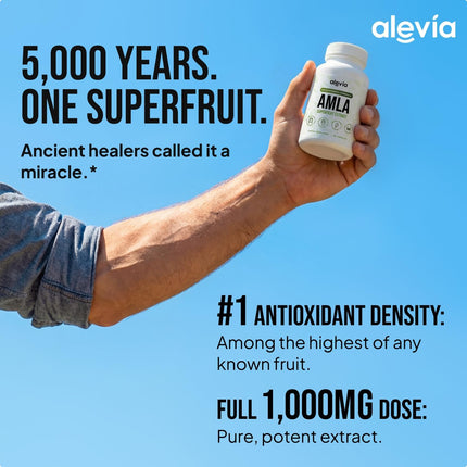 Alevia Organic Amla Capsules 1000mg – Indian Gooseberry Amla Fruit Supplement  - 60 Count