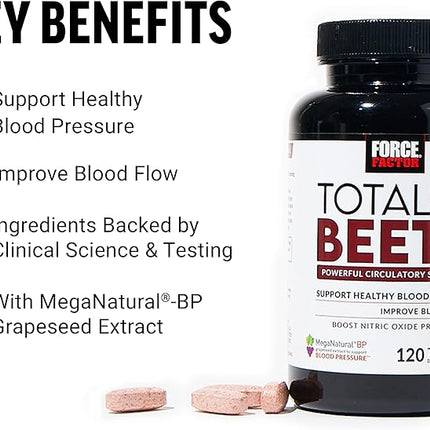Force Factor Total Beets 120 Tablets – Powerful Circulatory Support, Exp. 11/2026