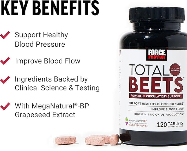 Force Factor Total Beets 120 Tablets – Powerful Circulatory Support, Exp. 11/2026
