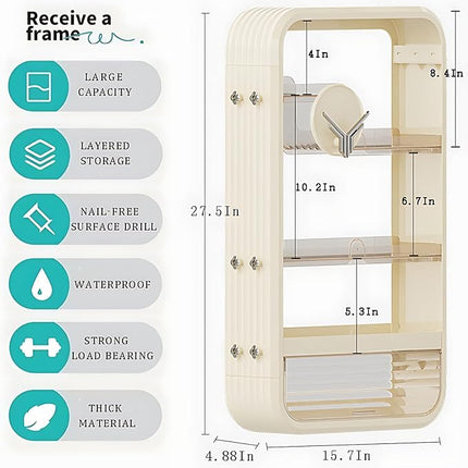 Makeup Organizer Storage for Vanity - New, Large Capacity, Wall-Mounted (HZG001)