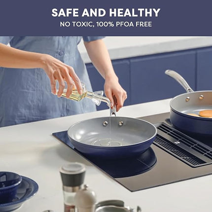 CIARRA Nonstick Ceramic Frying Pan - Open Box, 10.2 Inches, Blue