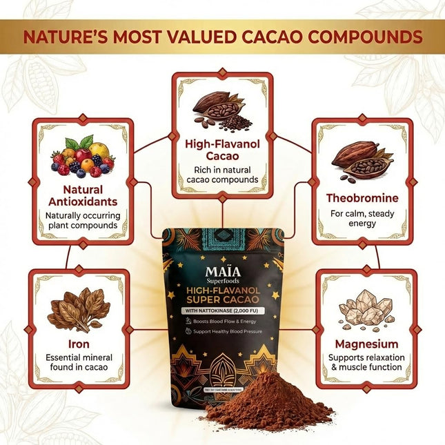 Maia Ceremonial Cacao | Super Cacao | High Flavanols | Supports Healthy Blood Pressure