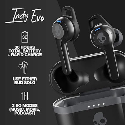 Skullcandy Indy Evo In-Ear Wireless Earbuds - Black, 30 Hr Battery, Microphone (Open Box)