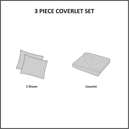 Estate Collection Velvet Quilt Set Full/Queen Geometric Stitch Design OPEN BOX