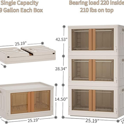 Haixin Plastic Storage Bins with Clear Door & Lid 100Qt (3-Pack) - Open Box