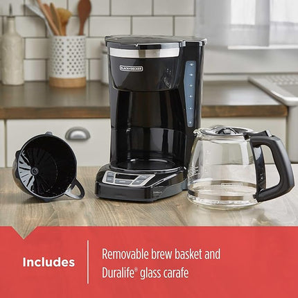 BLACK+DECKER 12-Cup Programmable Digital Coffee Maker - Black (open box, Without Carafe)