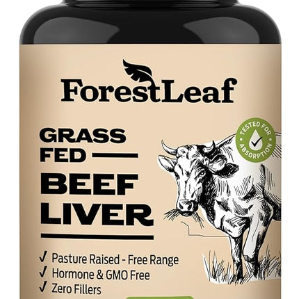 ForestLeaf Grass Fed Beef Liver Capsules, 3000mg Per Serving, Supports Immunity & Body Wellness