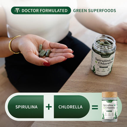 Snap Supplements Organic Spirulina and Chlorella 120 Ct.