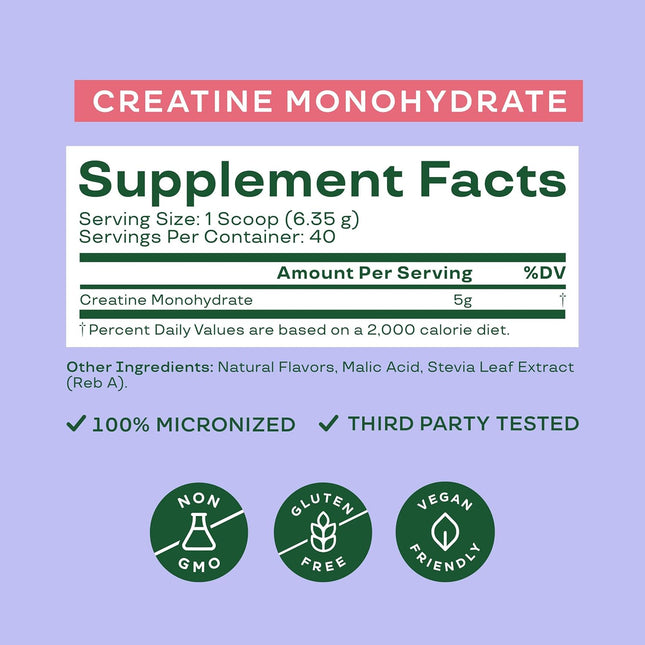 Bloom Nutrition Creatine Monohydrate Powder, 5g Micronized Creatine per Serving