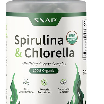 Snap Supplements Organic Spirulina and Chlorella 120 Ct.