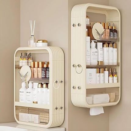 Makeup Organizer Storage for Vanity - New, Large Capacity, Wall-Mounted (HZG001)