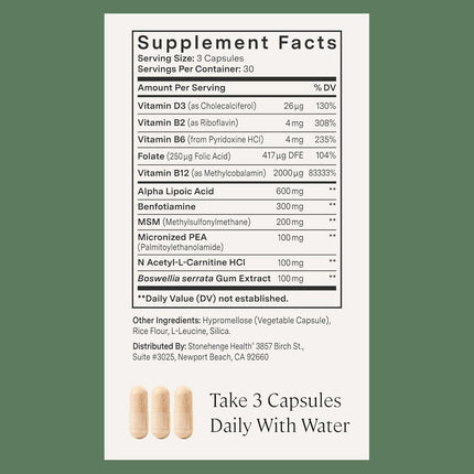 Stonehenge Health Dynamic Nerve Supplement - Supports Nerve Function - 90 Capsules