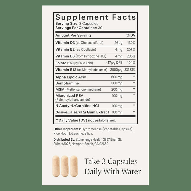 Stonehenge Health Dynamic Nerve Supplement - Supports Nerve Function - 90 Capsules