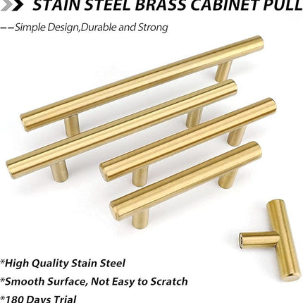 Goldenwarm 25-Pack Kitchen Cabinet Handles – 4" Gold Bar Pulls, Brushed Brass – Open Box