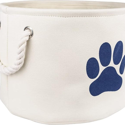 Bone Dry Pet Storage Collection Pet Storage Collapsible Bin, Medium Round, Off-White - 12x15x15
