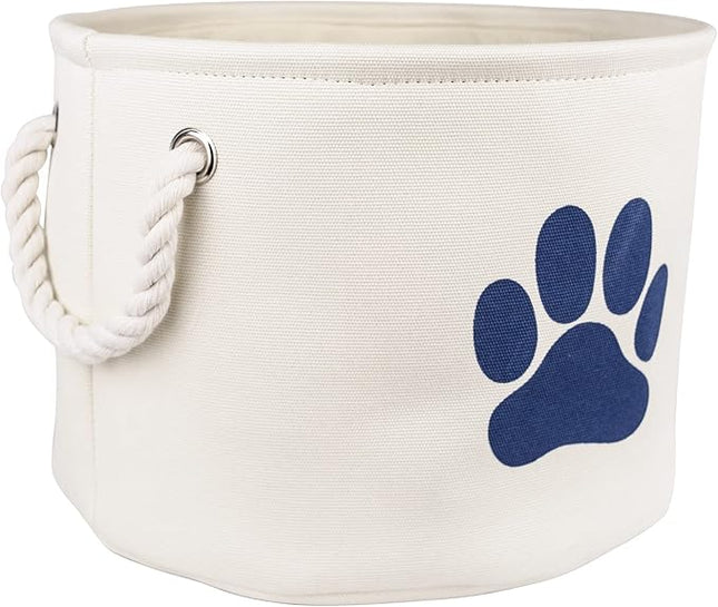 Bone Dry Pet Storage Collection Pet Storage Collapsible Bin, Medium Round, Off-White - 12x15x15