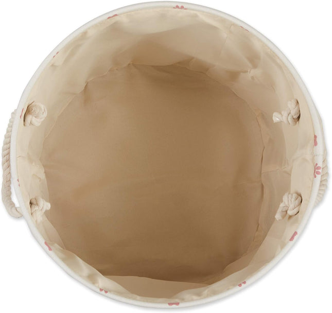 Bone Dry Pet Storage Collection - Dog Toy Storage Bin - Paw and Bone Print, Medium Round, 12x15x15,
