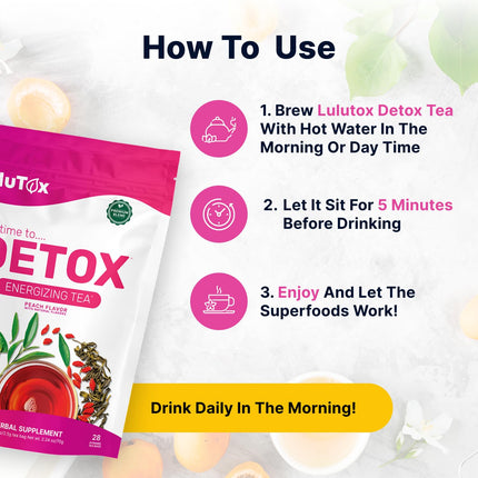 LULUTOX Detox Tea - Herbal Blend with Dandelion, Ginseng, and Ginger - Supports A Healthy Weight, Digestive Health