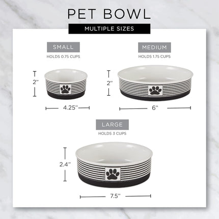 Bone Dry Lattice Collection Ceramic Pet Bowl Large Round - 7.5 x 7.5 x 2.4