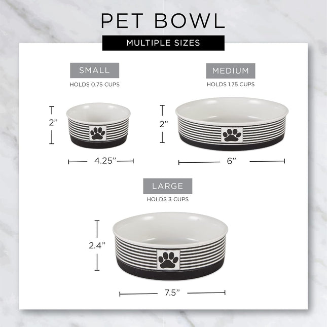 Bone Dry Lattice Collection Ceramic Pet Bowl Large Round - 7.5 x 7.5 x 2.4