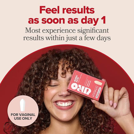 O Positiv URO Boric Acid Vaginal Suppository – with Lactic Acid, and Aloe for Fast Relief and Vaginal Odor Control - 12 CT EXP. 11/2027