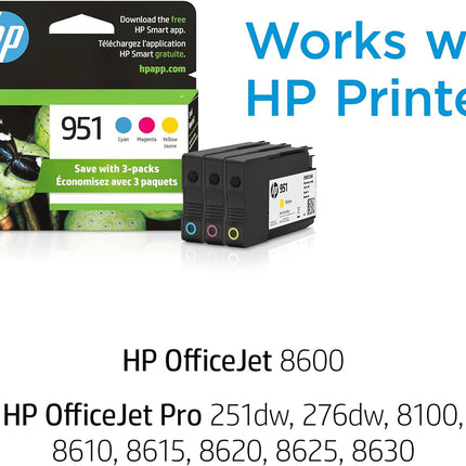 HP 951 Cyan Magenta Yellow Ink Cartridges 3-Pack CR314FN – New