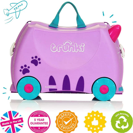 Trunki Ride-On Kids Suitcase - Cassie Cat Lilac