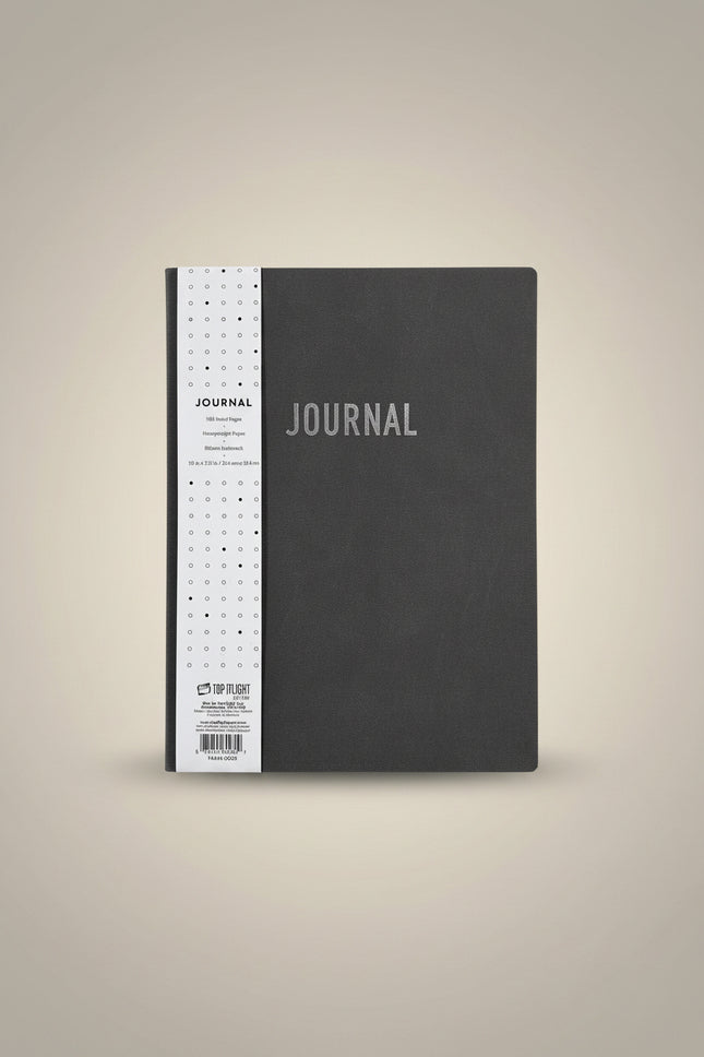 Top Flight Charcoal Leatherette Foil Journal 6x8 Notebook Lined Writing Diary