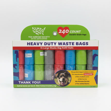 Humane Society Heavy Duty Waste Bags For Pets - 16 Rolls 240 Count