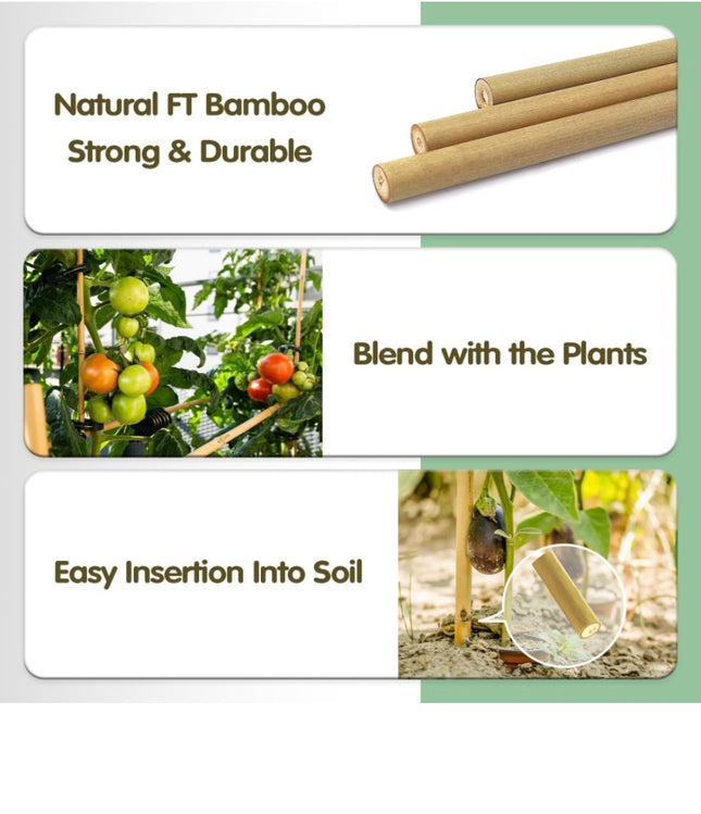 BOVITRO 4FT Bamboo Garden Stakes - 25 Pack, Natural Plant Support