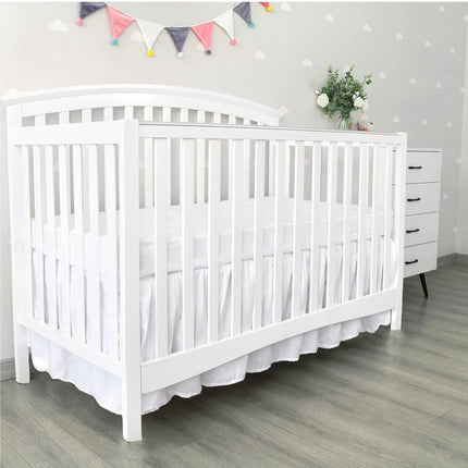 Biloban Crib Bed Skirt 28” x 52” with 14” Drop, Pleated Dust Ruffle for Baby Boys and Girls – White, New Open Box