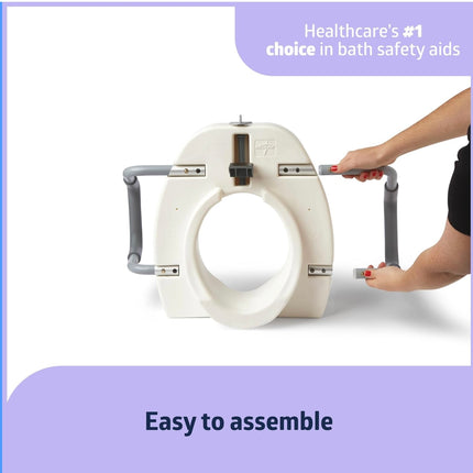 Medline 5” Elongated Raised Toilet Seat with Lock and Removable Padded Arms - New Open Box.