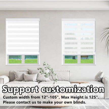 Persilux Zebra Roller Shades Dual Layer, White 48x72 Inch, Open Box