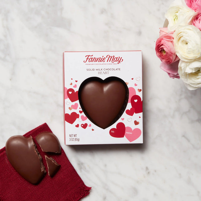 Fannie May Premium Solid Milk Chocolate Heart - 3 Oz Exp. 9/16/2026